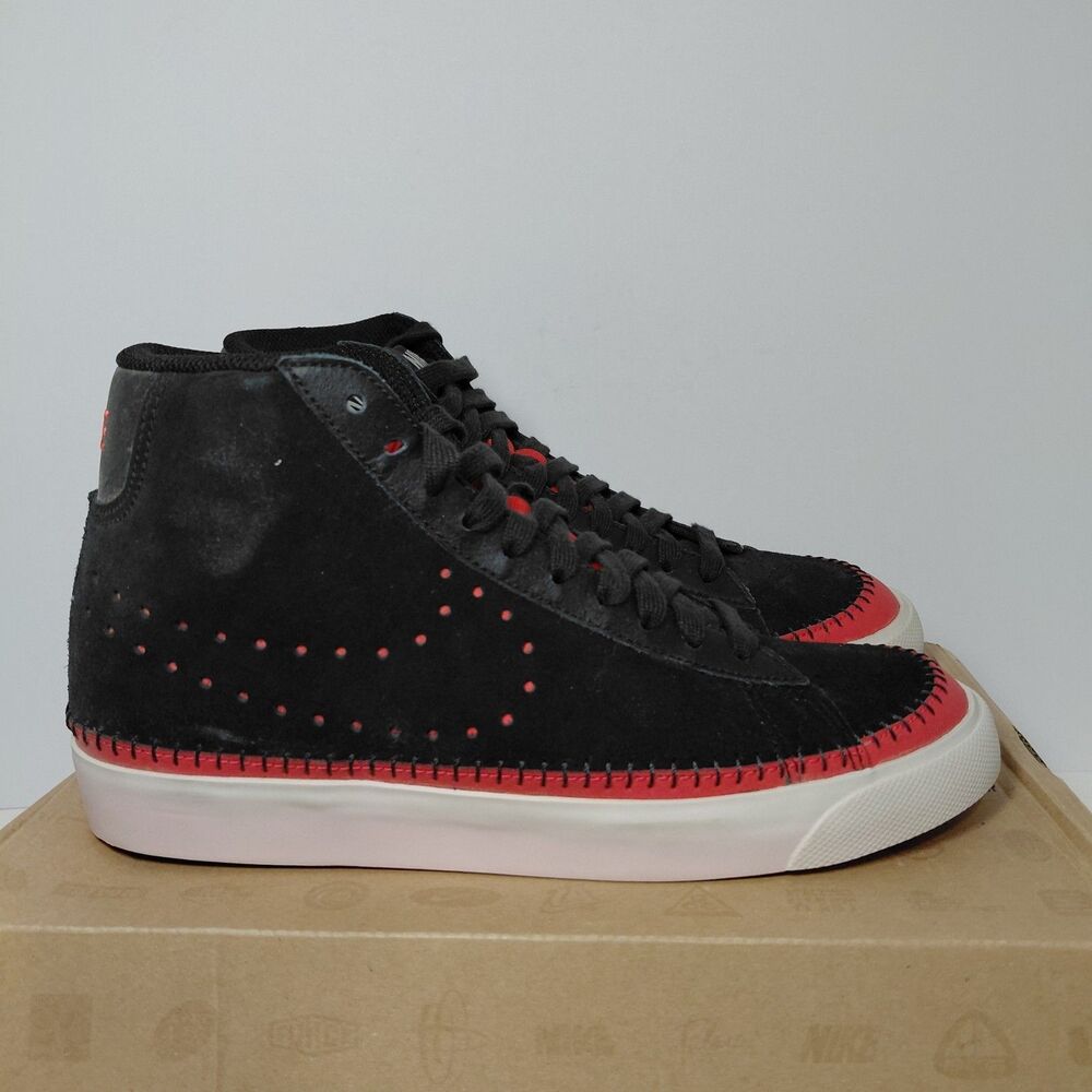 Nike Blazer Mid Vintage '09 ND Perforated Suede Black Hot Red NIB